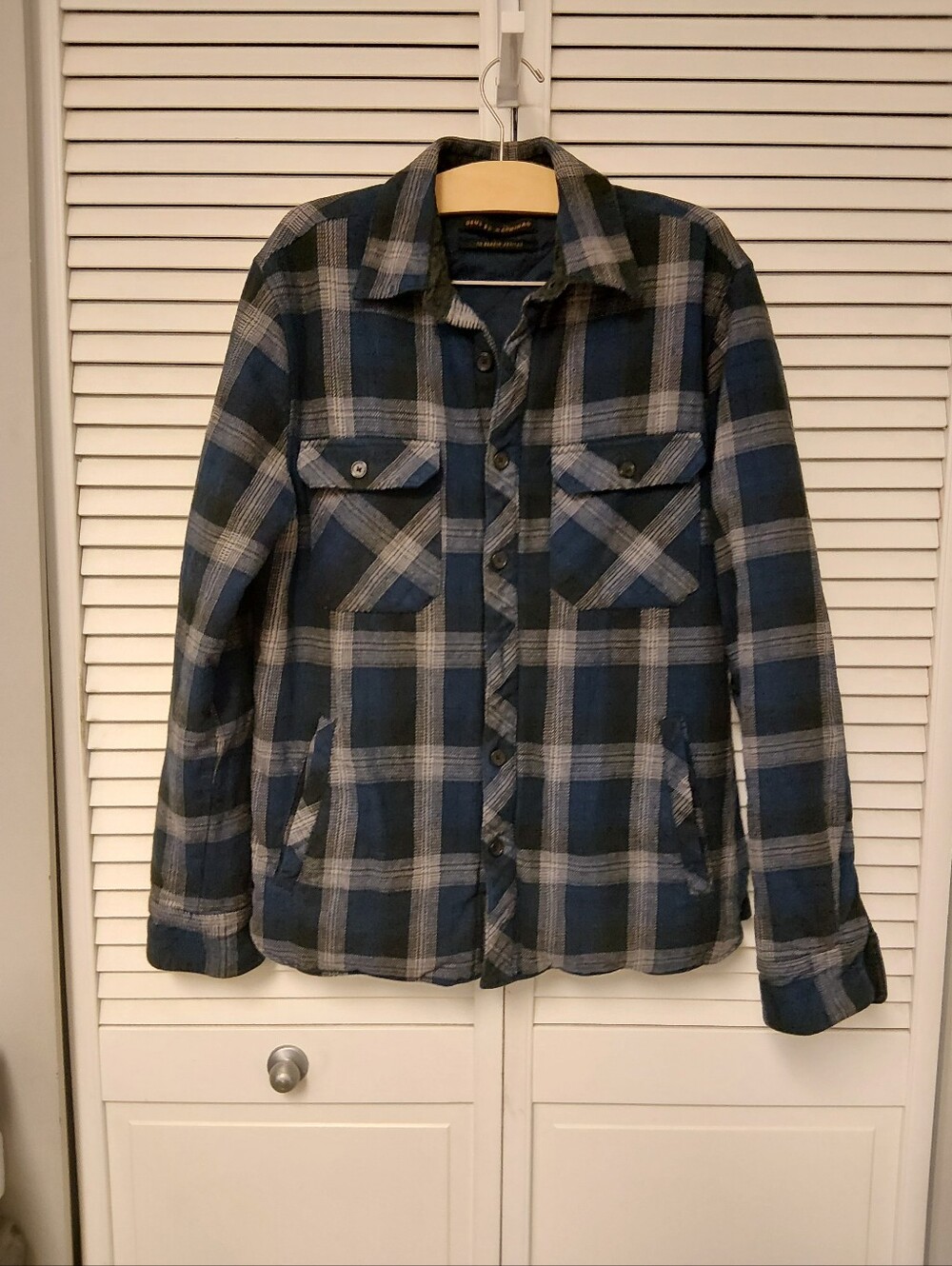 Men's Deus Ex Machina Blue and Gray Plaid Heavy weight Shirt Jacket